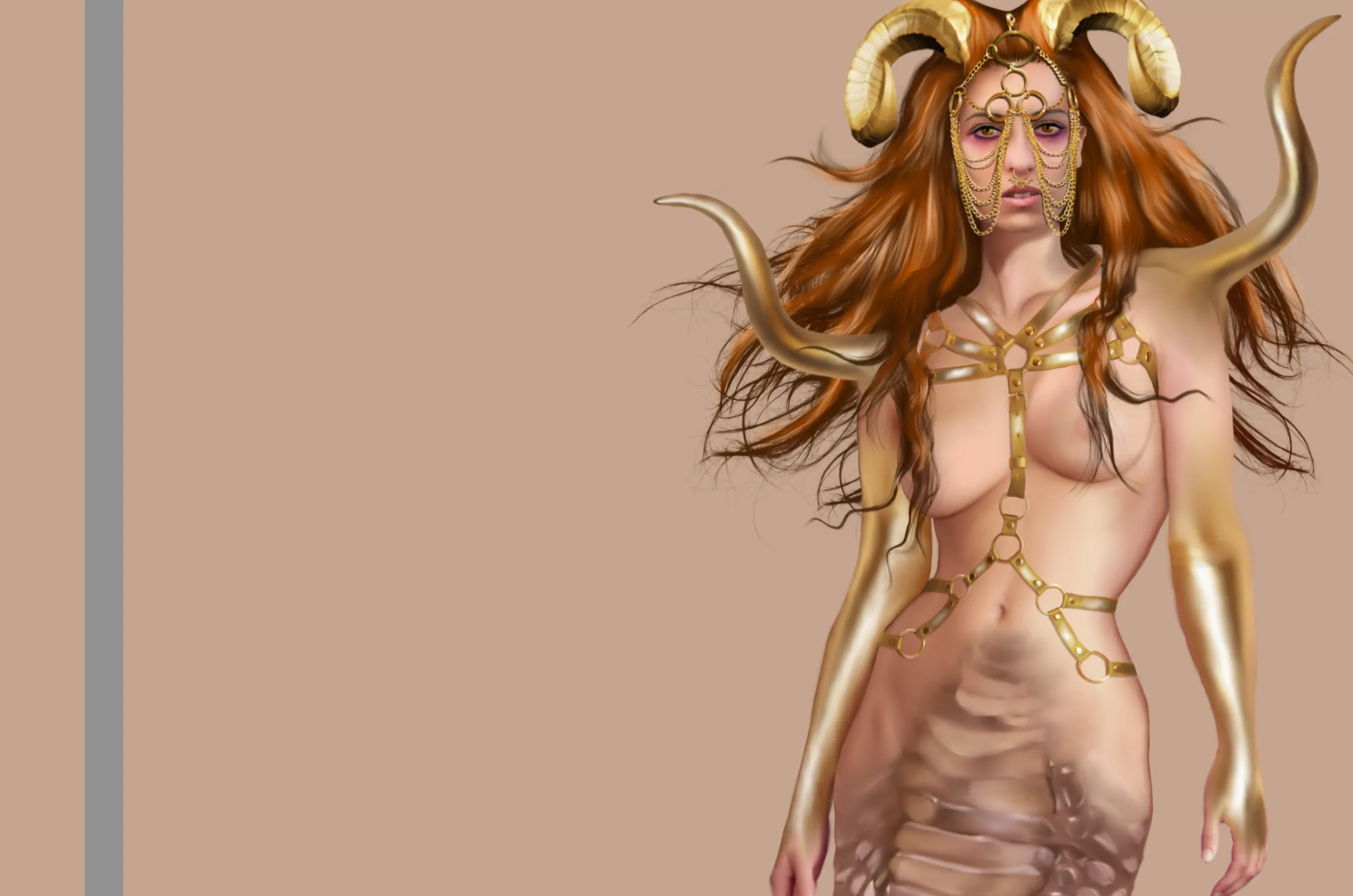 Shahmaran, an approved detail from Bassam Anouti's Bestiaire Mythique series