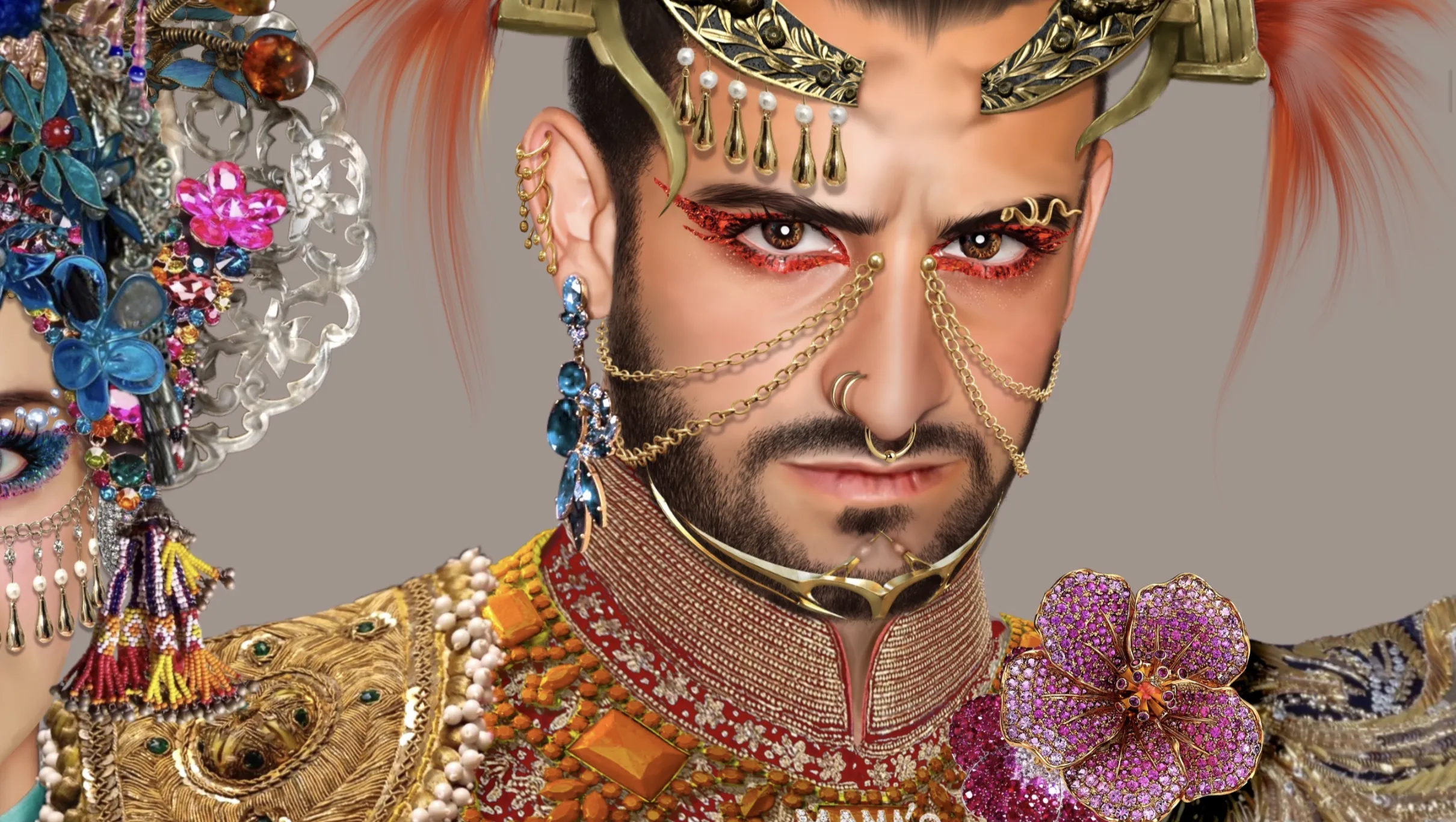 Ninyas with a partial view of Semiramis, an approved detail from Bassam Anouti's Iconic series
